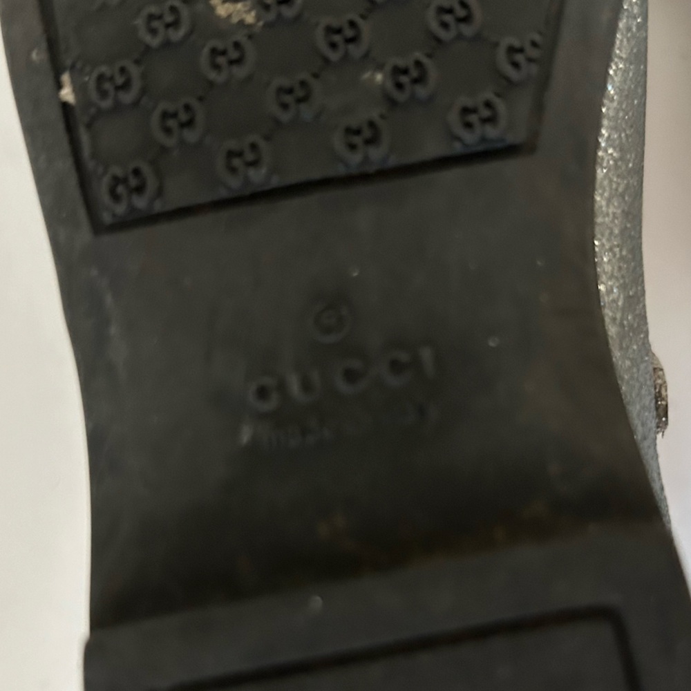 Gucci Toddler Metallic Sparkly Leather Mary Jane Flat Round Toe Shoes EU 25 - Picture 9 of 9